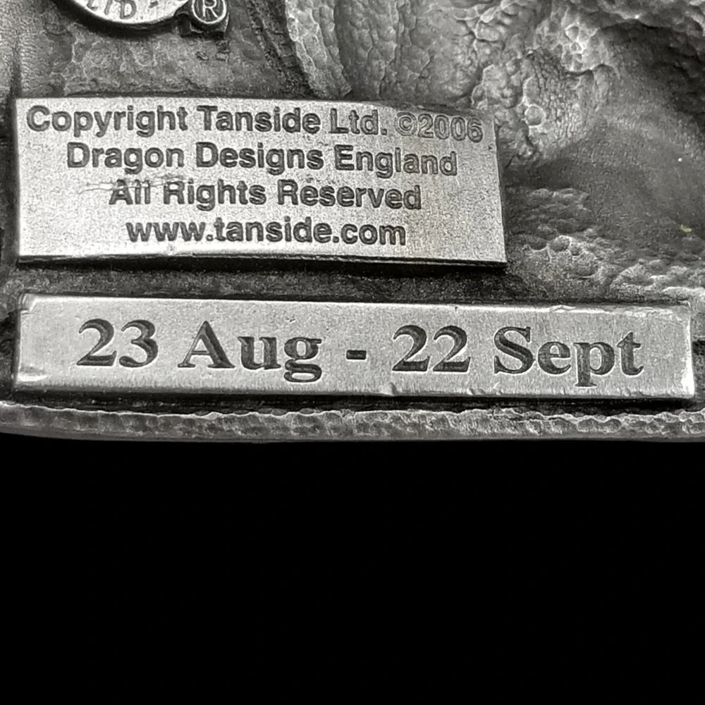 Dragon Designs Tanside Virgo Belt Buckle Pewter Zodiac Sign 2006‎ Made in USA